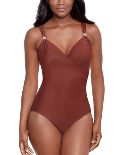 Miraclesuit Razzle Dazzle Siren Twist-front Underwire Allover Slimming One-piece Swimsuit - Red
