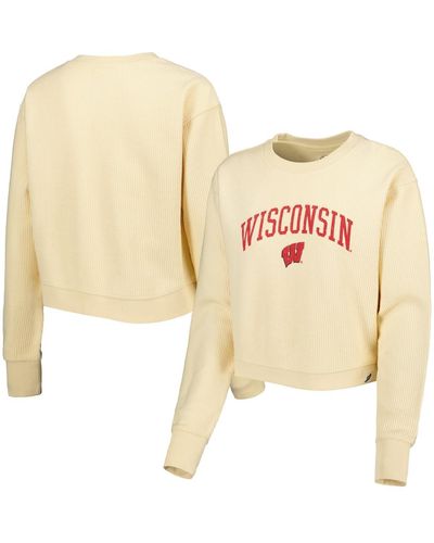 League Collegiate Wear Wisconsin Badgers Classic Campus Corded Timber Sweatshirt - Natural