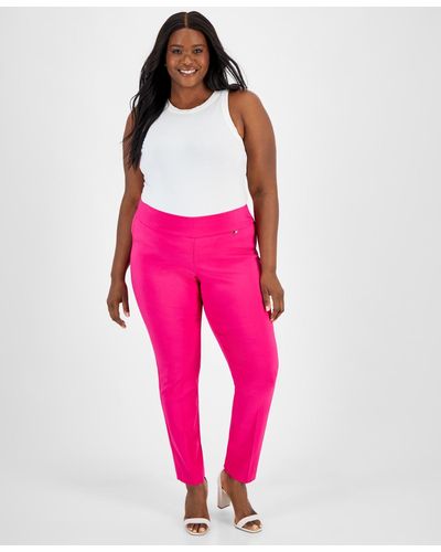 INC International Concepts Plus And Petite Plus Size Tummy-control Skinny Pants - Pink