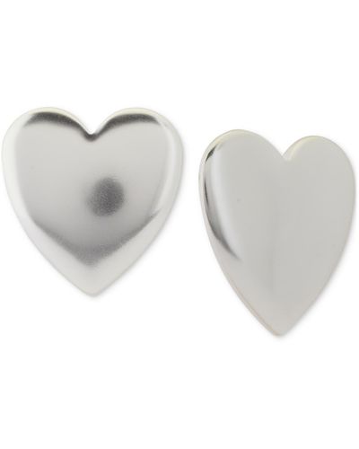 Lucky Brand Puffy Heart Statement Button Earrings - Gray