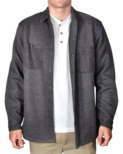 Vintage 1946 Spread-collar Ribbed Fleece-lined Shirt-jacket - Gray
