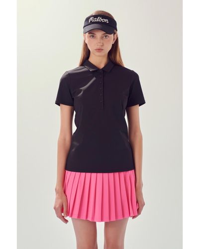 English Factory Sportswear Short Sleeve Stretched Top - Black