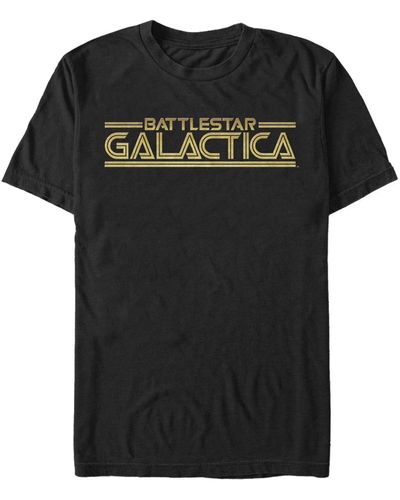 Fifth Sun Battlestar Galactica Retro Gold Logo Short Sleeve T-shirt - Black