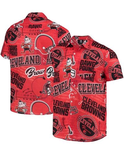 FOCO Cleveland Browns Thematic Button-up Shirt - Orange
