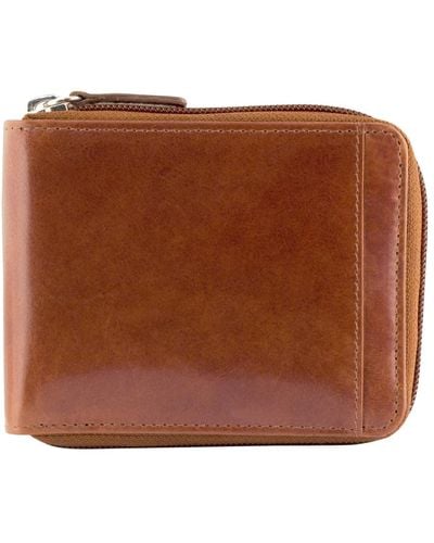 Mancini Casablanca Collection Rfid Secure Center Zippered Wallet - Brown