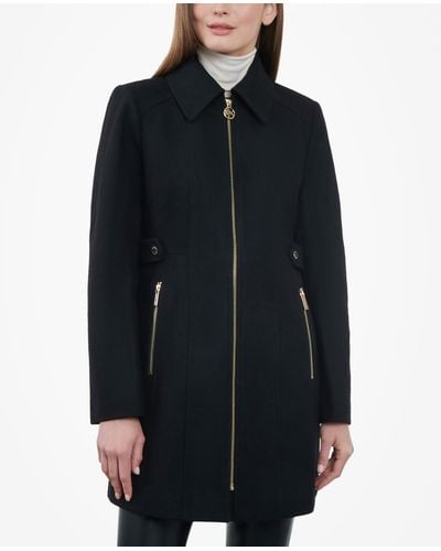 Michael Kors Michael Petite Club-collar Zip-front Coat - Black