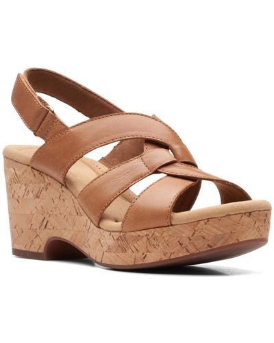 Clarks Collection Giselle Beach Slingback Wedge Sandals - Brown