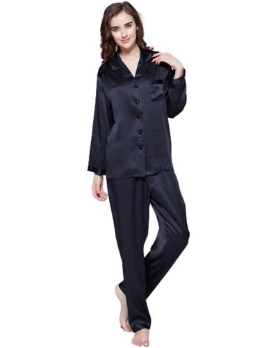 LILYSILK 22 Momme Full Length Silk Pajamas Set - Blue