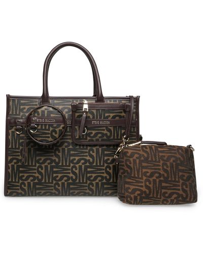 Steve Madden Btile Tote Handbag And Removable Pouch - Brown