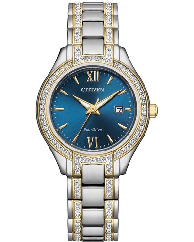 Citizen Eco-drive Silhouette Crystal Stainless Steel Bracelet Watch 30mm - Metallic