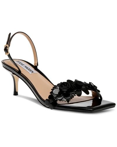 Steve Madden Rosalea Floral Detailed Slingback Kitten-heel Sandals - Black