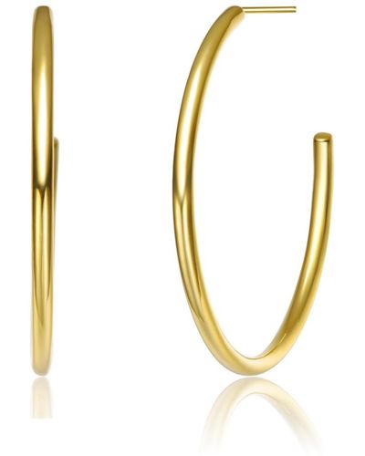 Rachel Glauber 14k Plated Large Open Hoop Earrings - Metallic