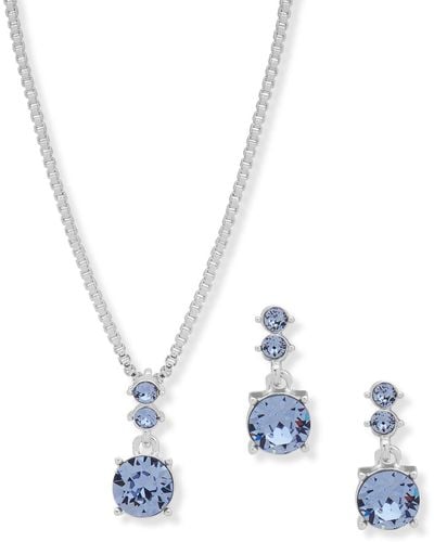 Nine West Boxed Necklace And Earring Set - Metallic