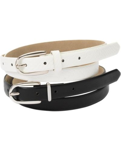 INC International Concepts 2-pk Snake & Solid Belt - White
