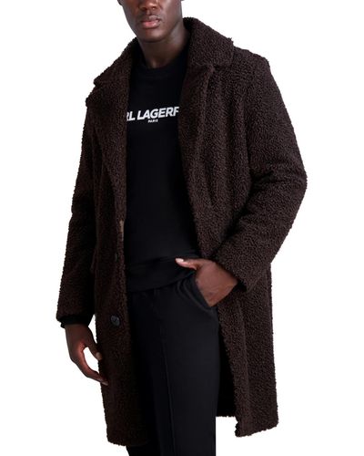 Karl Lagerfeld Paris Oversized Top Coat - Black