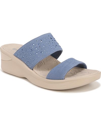 Bzees Sienna Bright Washable Slide Wedge Sandals - Blue