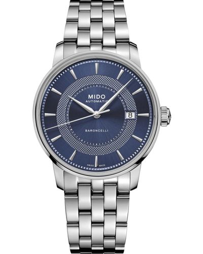 MIDO Swiss Automatic Baroncelli Signature Stainless Steel Bracelet Watch 39mm - Blue