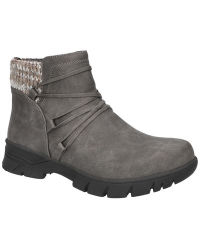 Easy Street Stefani Strap Detail Ankle Boots - Gray