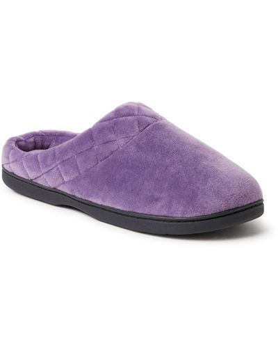Dearfoams Darcy Velour Clog With Quilted Cuff Slippers - Purple