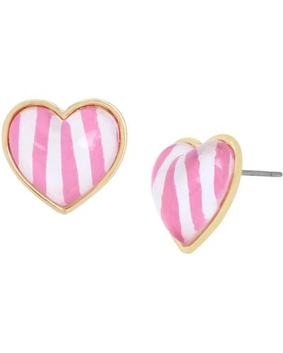 Betsey Johnson Heart Stud Earrings - Pink