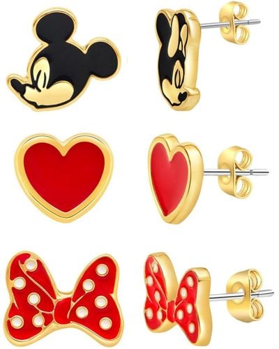 Disney Mickey And Minnie Mouse Fashion Stud Earring - Red