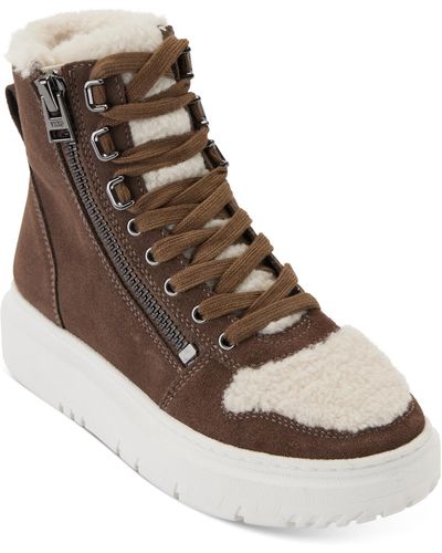 DKNY Miri Lace-up Zipper High-top Sneakers - Brown