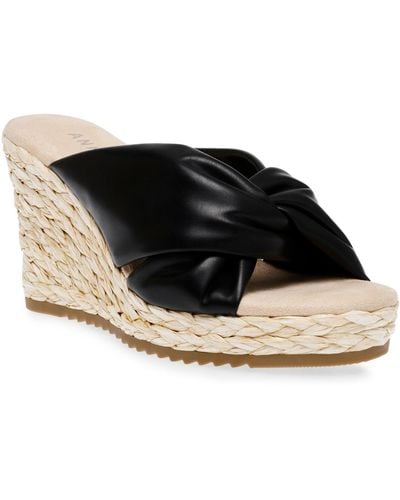 Anne Klein Weslie Slide On Espadrille Wedge Sandals - Black