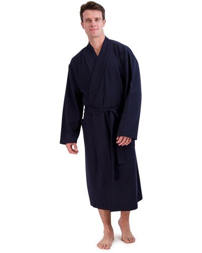 Hanes Big And Tall Cotton Waffle Knit Robe - Blue