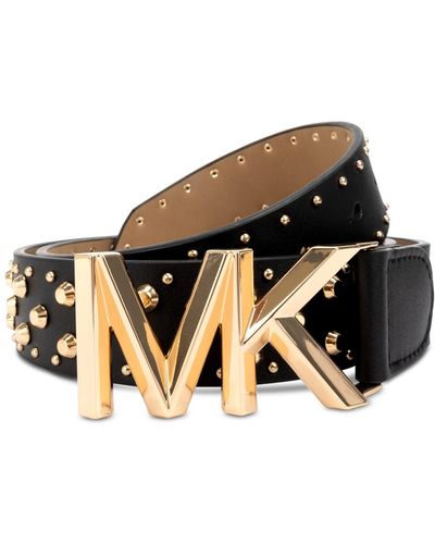 Michael Kors Michael Astor Studded Leather Belt - Black