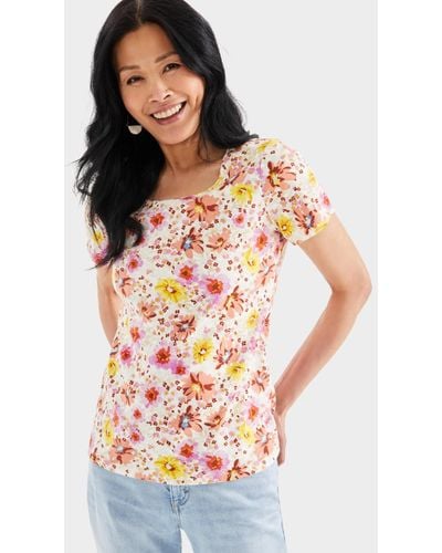 Style & Co. Petite Wind Garden Scoop-neck T-shirt - Multicolor