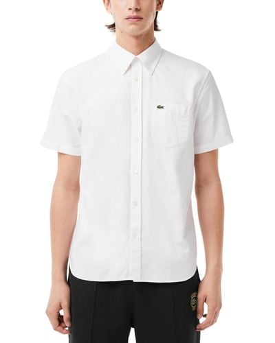 Lacoste Short Sleeve Button-down Oxford Shirt - White