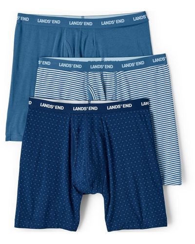 Lands' End Comfort Knit Boxer 3 Pack - Blue