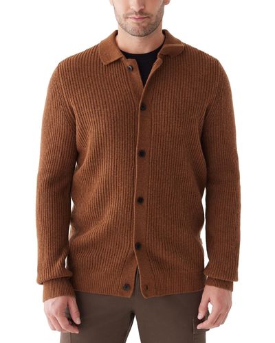 Frank And Oak Collared Button Sweater Overshirt - Brown