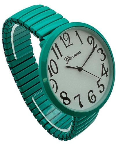 Olivia Pratt Big Face Fun Colors Stretch Band Watch - Green