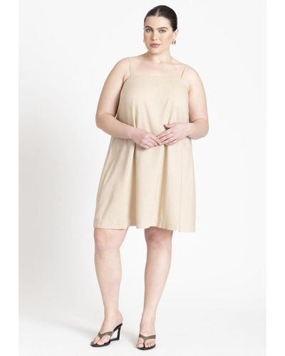 Eloquii Plus Size Relaxed Square Neck Mini Dress - Natural