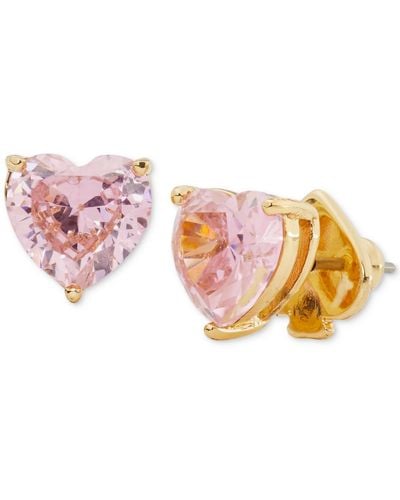 Kate Spade Gold-tone Stone Heart Stud Earrings - Pink