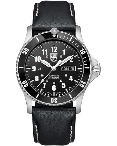 Luminox Swiss Automatic Sport Timer Black Leather Strap Watch 42mm
