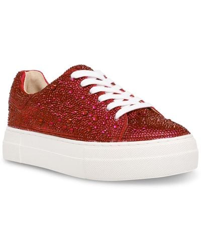 Betsey Johnson Sidny Platform Sneakers - Red