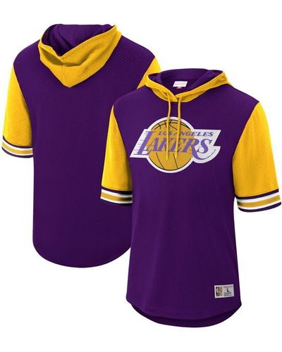 Mitchell & Ness Los Angeles Lakers Hardwood Classics Buzzer Beater Mesh Pullover Hoodie - Purple