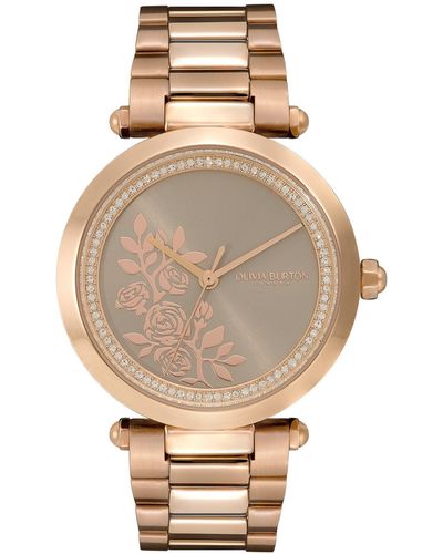 Olivia Burton Signature Floral Ion Plated -tone Stainless Steel Watch 34mm - Metallic
