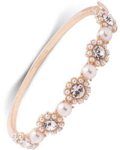 Marchesa Gold-tone Crystal & Imitation Bangle Bracelet - White