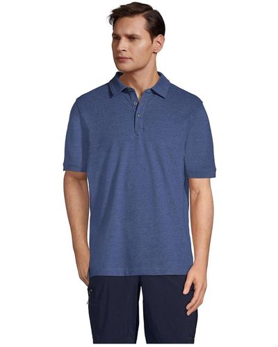 Lands' End Coolmax Mesh Short Sleeve Polo Shirt - Blue