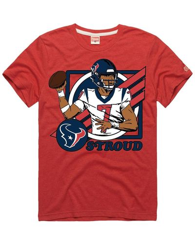Homage C.j. Stroud Houston Texans 2023 Nfl Draft First Round Pick Caricature Tri-blend T-shirt - Red