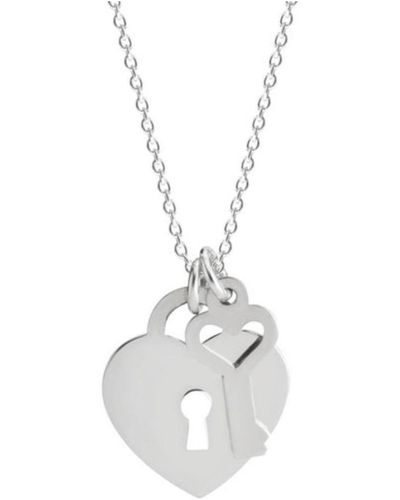 Melanie Marie Heart Lock Necklace - White