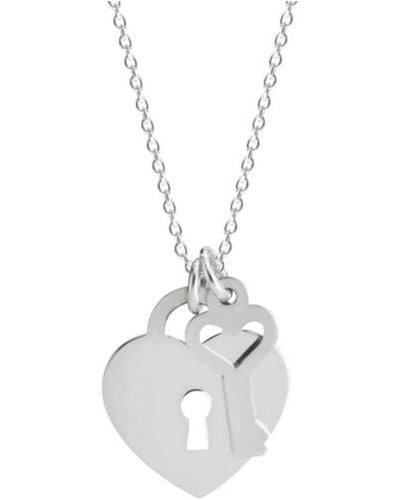 Melanie Marie Heart Lock Necklace - White