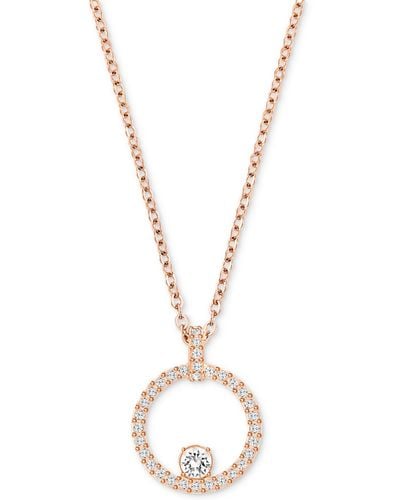 Swarovski Rose Gold-tone Crystal Circle Pendant Necklace - Metallic