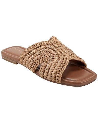 Marc Fisher Narda Square Toe Flat Sandals - Brown
