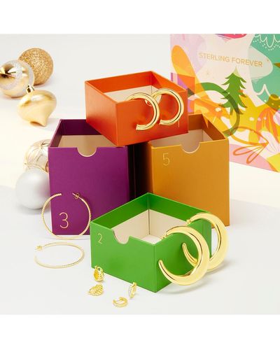 Sterling Forever Five Days Of Hoops Advent Calendar Set - Yellow