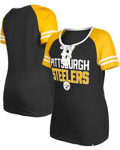 KTZ Pittsburgh Steelers Raglan Lace-up T-shirt - Black