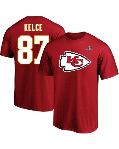 Fanatics Travis Kelce Kansas City Chiefs Super Bowl Lviii Big And Tall Player Name And Number T-shirt - Red